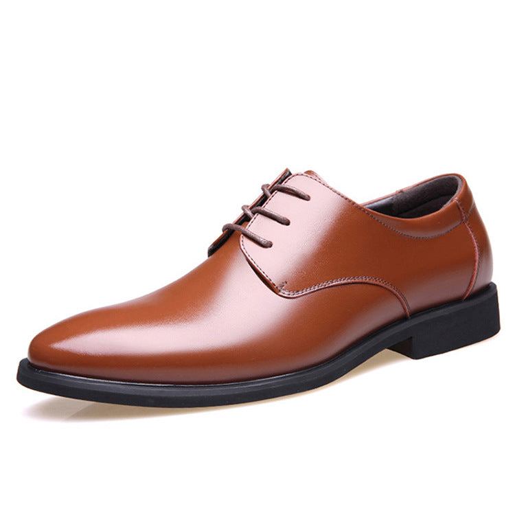 Daily pointed formal leather shoes Product category: formal leather shoes Vamp material: artificial leather Sole material: Rubber Applicable gender; male Toe shape: leather bag head Upper height: low top Function: heighten, ventilate, antiskid, wear resis
