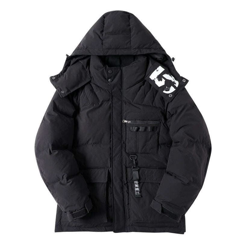 Thicken Tooling Tactical Padded Jacket Men Product information: Material: Cotton polyester Size: M L XL pattern: Plain Collar type: Hooded Placket: Zipper Filling: Imitation silk cotton Thickness: Thicker Casual clothes length: Regular Edition type: Loose
