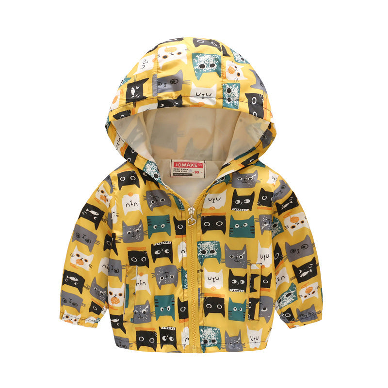 Hooded jacket with print pattern Applicable gender: neutral Style: Europe and America Collar type: round neck Fabric technology: soft treatment, UV protection Sleeve length: long sleeve Whether hooded: Cap is not removable Pattern: cartoon, camouflage, fl