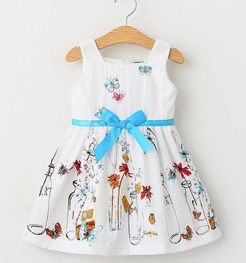 Little girl white floral butterfly skirt baby dress Princess 1 Little girl white floral butterfly skirt baby dress Princess 1 0