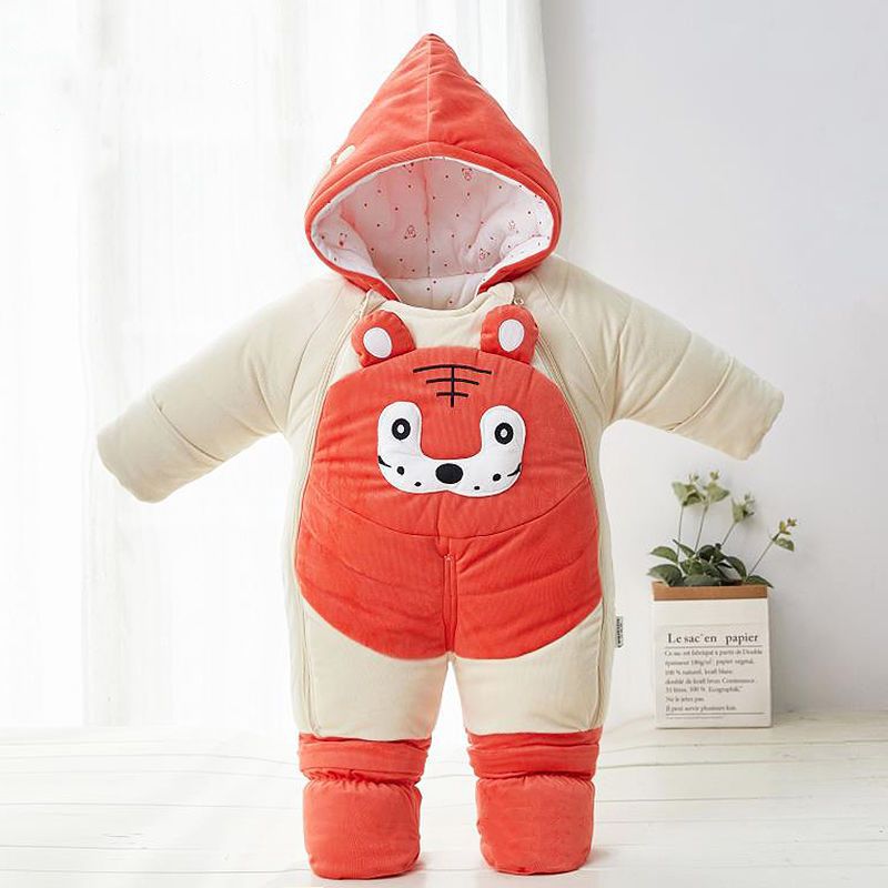 Newborn Baby Down One-piece Cotton Clothes Product information: Color: pink head tilt bear (cotton lining), pea green head tilt bear (cotton lining), Tiger Tiger Shengwei clothing (cotton lining), Sky Blue happy mouse (cotton lining), light green happy mo