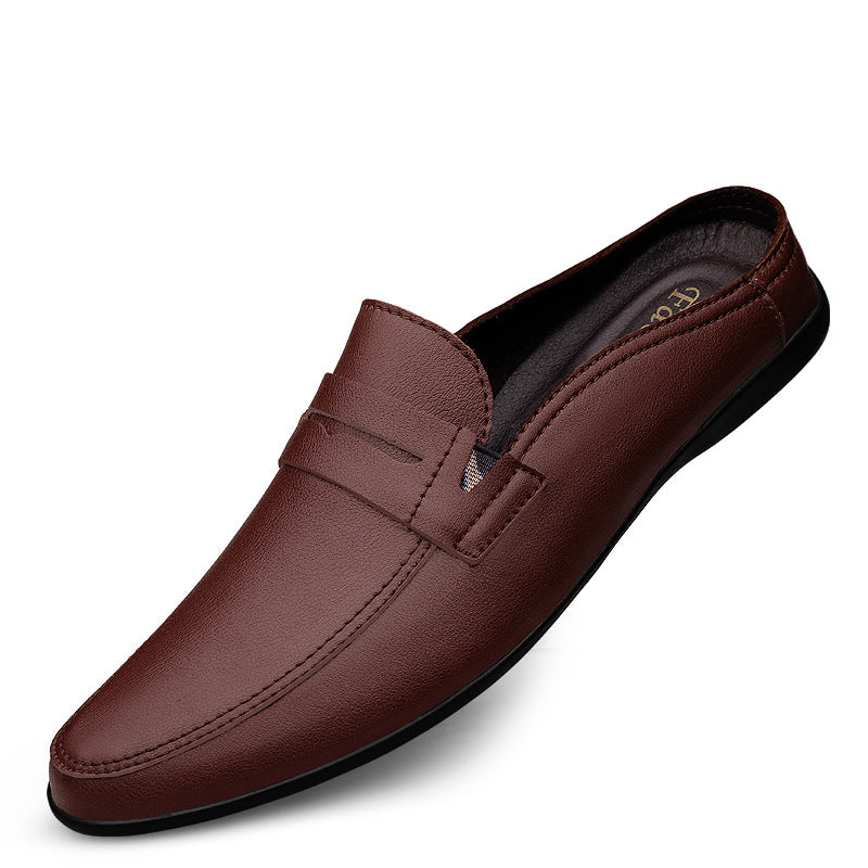 Men's Casual Cowhide Low-cut Peas Shoes Overview: Unique design, stylish and beautiful. Good material, comfortable feet. A variety of colors, any choice. Specification: Upper material: leather Sole Material: Rubber Color: white, black, dark brown Size: 38