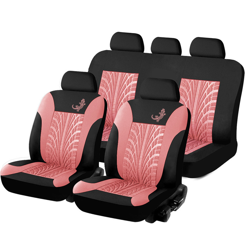 Car Universal Seat Cover 9-piece Gecko Mesh Cloth Product information: Material: Fabric Specification: General Weight: 0.6KG Custom processing: No Item No.: Gecko Fabric Universal Seat Cover Color: red gecko fabric single-seater 2-piece set, blue gecko fa