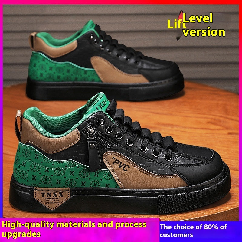 High-top Slip-on Board Shoes Teenagers Soft Bottom Waterproof Leather Shoes Product information: Lining material: Mesh Color: Milan, beige gray, black green, upgraded Milan, upgraded beige gray, upgraded Black Green, welfare khaki Upper height: Mid-top He