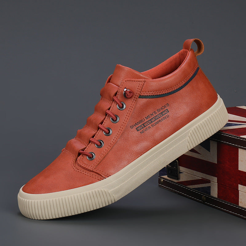 New Casual Leather Shoes Are Fashionable And Versatile Product information: Applicable gender: male Upper material: artificial PU Popular element: sewing thread Color: ginger 22803, grey card 22803, khaki 22803, all black 22803, black card 22803, brick re