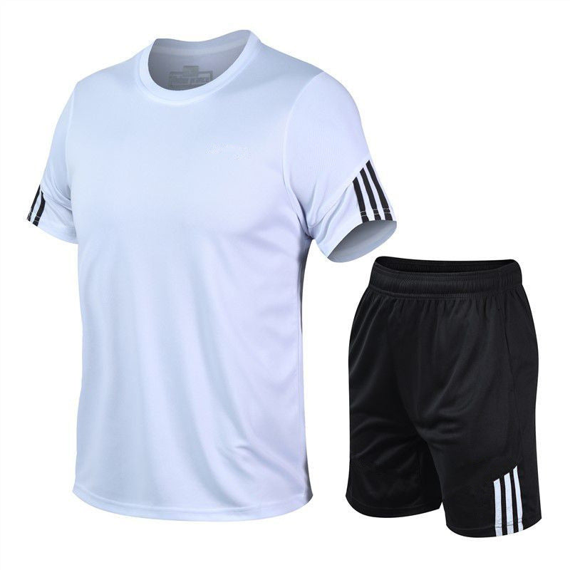 Men Sports Suit Track Suit Running Suit Gym Two Piece Quick Drying Clothes Product information: Pants length: shorts Top style: T-shirt Top sleeve length: short sleeve Fabric name: chemical fiber blended Main fabric composition: polyester fiber (polyester