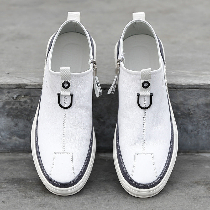 New Mens Leather Casual Shoes White Tenis Footwear For Men Overview: Unique design, stylish and beautiful. Good material, comfortable feet. A variety of colors, any choice. Specification: Popular elements: car suture Style: trendy all-match Applicable gen
