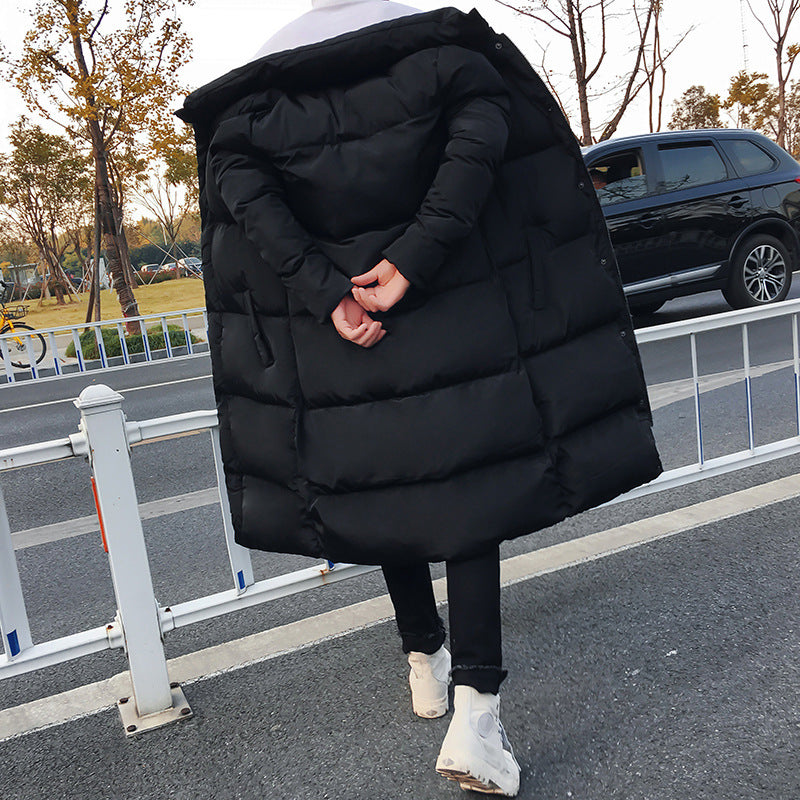 Men's winter long slim cotton coat Style: Korean Style: cardigan Edition type: fit type Placket: zipper Filling: cotton Hooded or not: not hooded Thickness: thicker pattern: plain Suitable for the crowd: youth Main fabric composition: polyester fiber (pol