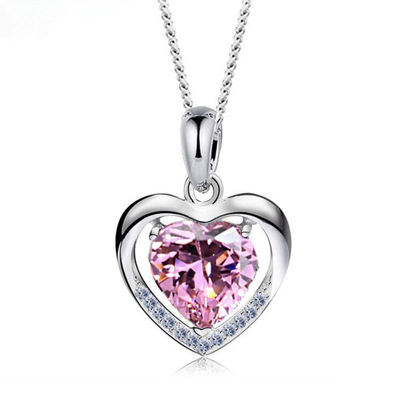 925 Heart-shaped Rhinestones Necklace Luxury Personalized Necklace For Women Jewelry Jewelry Valentine's Day Gift Material: S925 silver Matching: Shiny Sunflower Seed Chain + Water Constant Heart Pendant Style: simple, stylish and romantic 925 Heart-shape