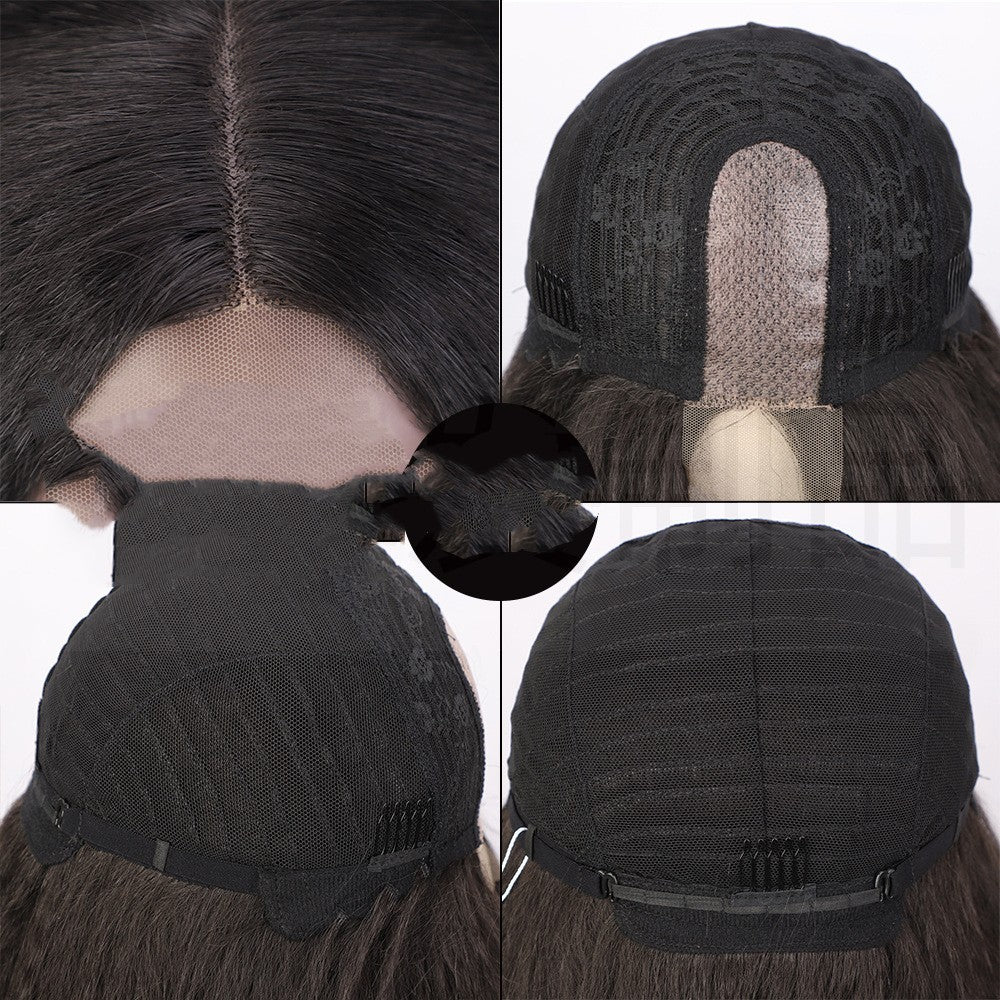 Wigs European And American Women's Former Lace Product information: Treatment process: mechanism Perm or not: Do not perm or dye Hair material: high temperature silk Skin tone: Any skin tone Face shape: Any face shape Packing list: 1 * wig Wigs European A