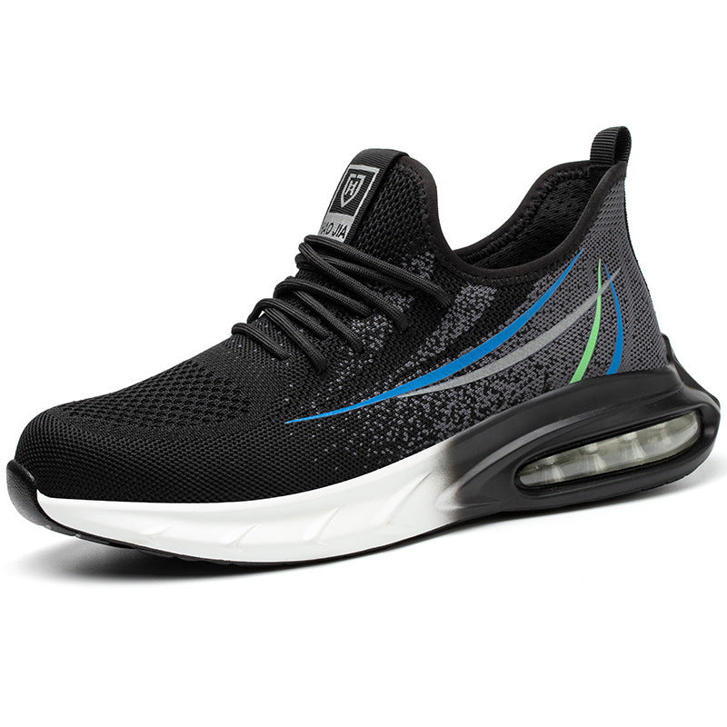 Construction Site Fly-woven Mesh Light Safety Protective Shoes Overview: Unique design, stylish and beautiful. Good material, comfortable feet. A variety of colors, any choice. Specification: Upper material: fly woven mesh Toe head material: steel toe hea