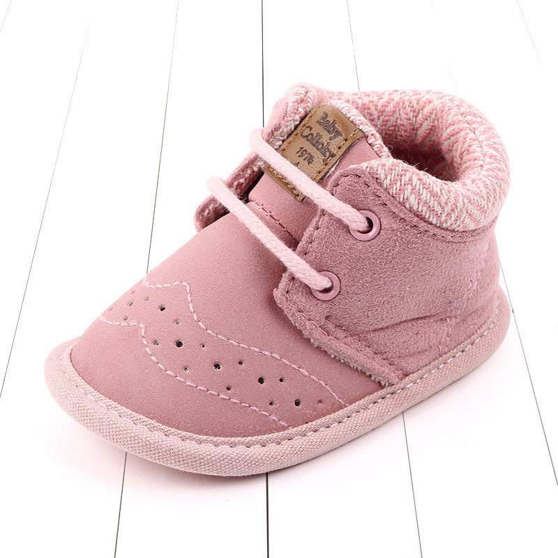 Baby toddler shoes baby shoes Upper height: high Wearing style: front tie Color: pink Size: inner length 9.5cm/14 yards, inner length 10cm/15 yards, inner length 10.5cm/16 yards, inner length 11.5cm/17 yards, inner length 12cm/18 yards Baby toddler shoes