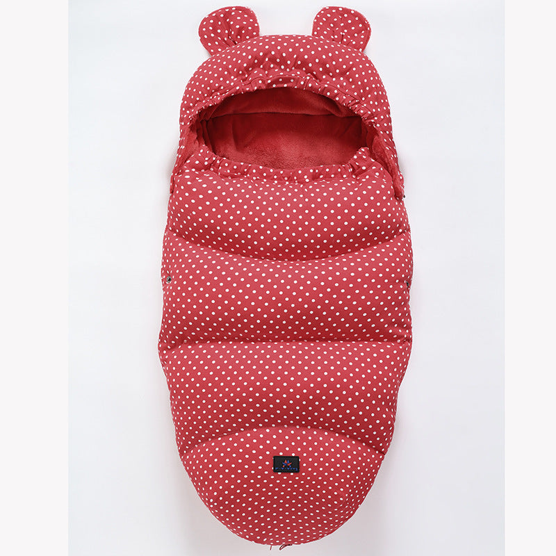 New baby stroller sleeping bag Age: children's wear (1-3 years old) Style: silkworm cocoon Fabric: cotton blend Lining: flannel Padding: lint cotton Detachable sleeves: no Dismountable: yes Baby sleeping bag 100cm Width: 100 x 48 cm New baby stroller slee