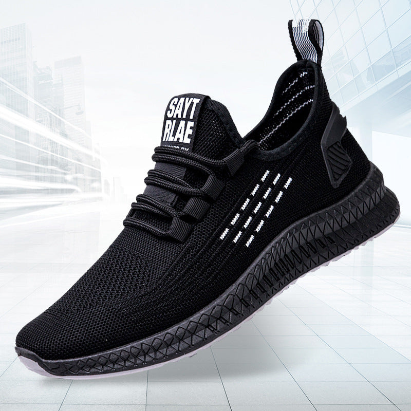 Men's casual shoes fly woven breathable non-slip wear-resistant Upper material; cloth surface Toe shape; round toe Heel height; flat heel Function; breathable Article number; ran to flying weaving 3 colors Style; casual Sole material; EVA Applicable sport