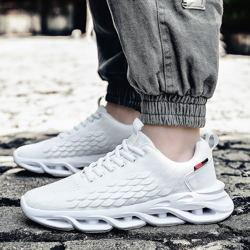 Flying woven mesh shoes Product Category: Sports casual shoes Upper material: flying woven Sole Material: Rubber Applicable sports: Universal How to wear: Front lace Popular elements: car suture Heel shape: thick bottom Inside material: mesh Upper height: