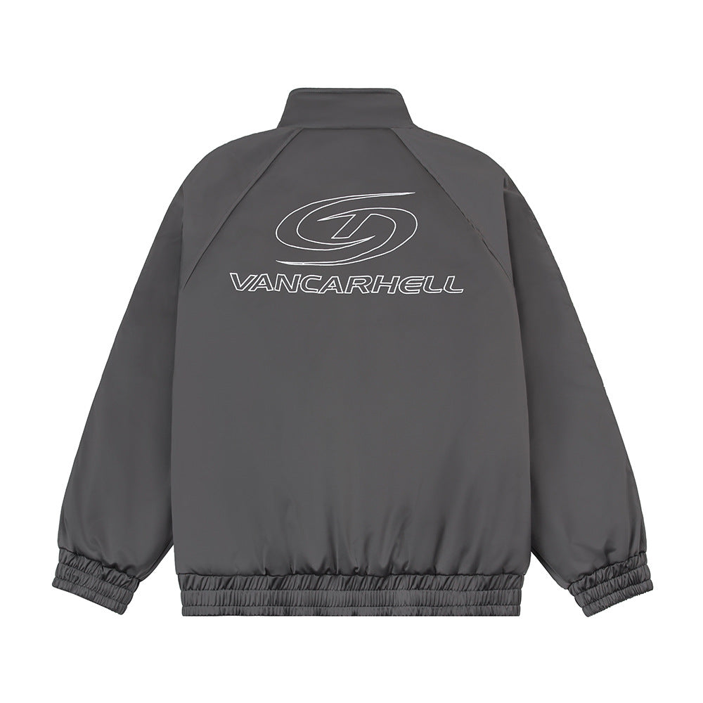 Embroidered Letters Stand Collar Cotton-padded Coat Men Product information: Color: black, gray, red Suitable for people: Youth Size: M,L,XL Version: Loose Lining component content: 100 Fabric name: Polyester Fiber Length: medium length (65cm Applicable G