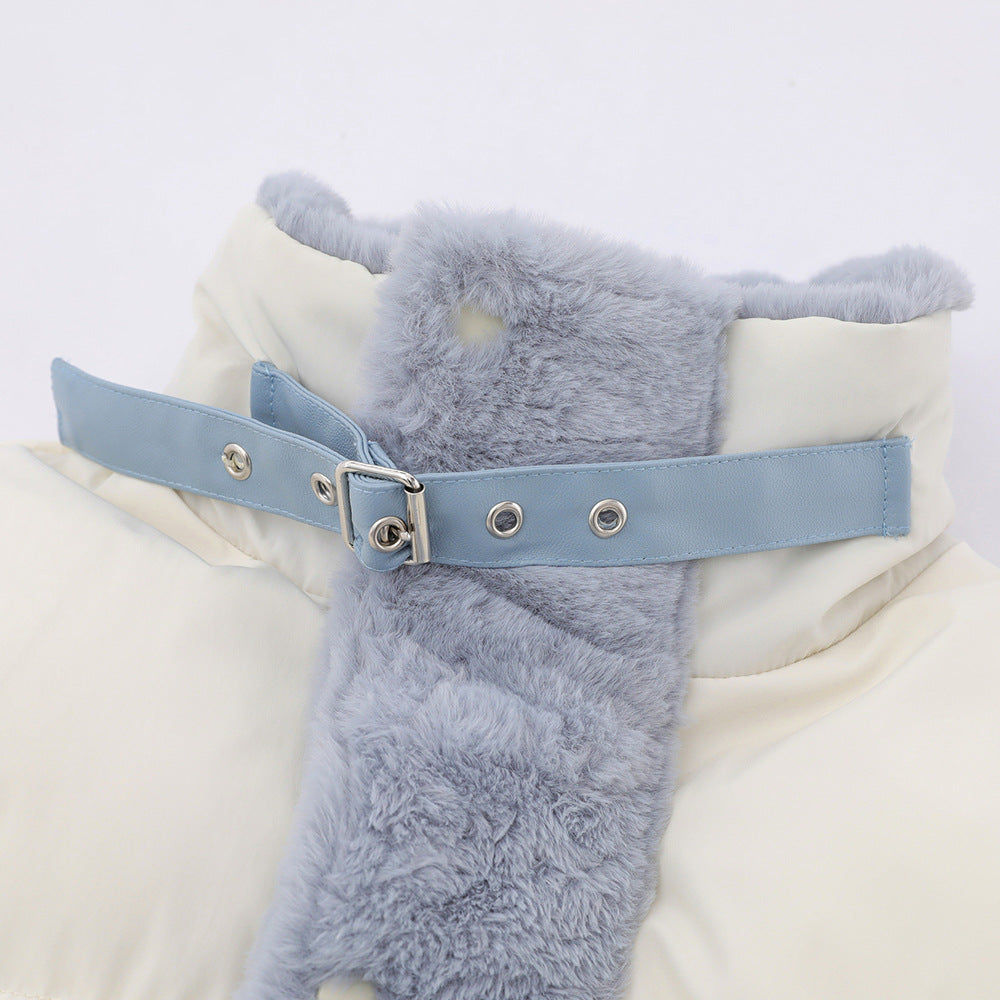 Color Contrast Patchwork Plush Stand-up Collar Cotton-padded Coat Men Product information: Color: gray, apricot Suitable for people: Youth Size: S,M,L,XL Version: Loose Lining component content: 100 Thickness: thickening Fabric name: Polyester Fiber Lengt