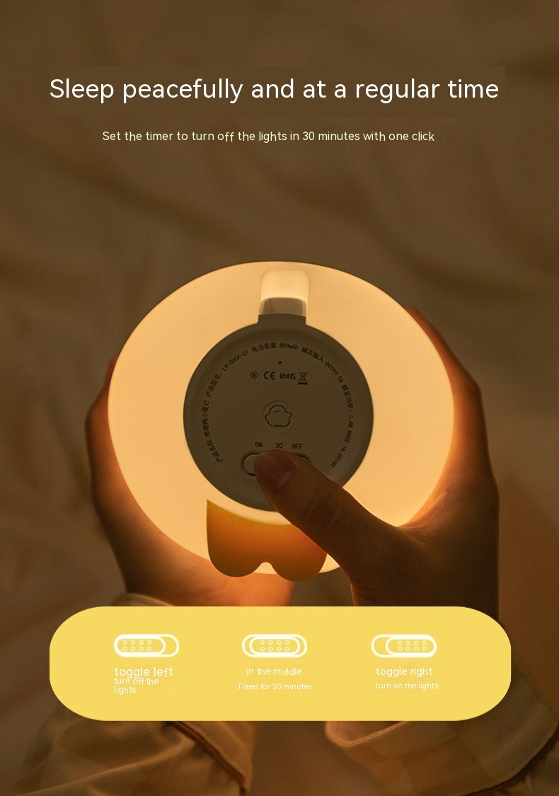 Cute Duck LED Night Lamp Cartoon Silicone USB Rechargeable Sleeping Light Touch Sensor Timing Bedroom Bedside Lamp For Kid Gift Home Decor Overview: 1. The bedside night light is crafted with high-quality Silicone as casing, durable to use, and quality as