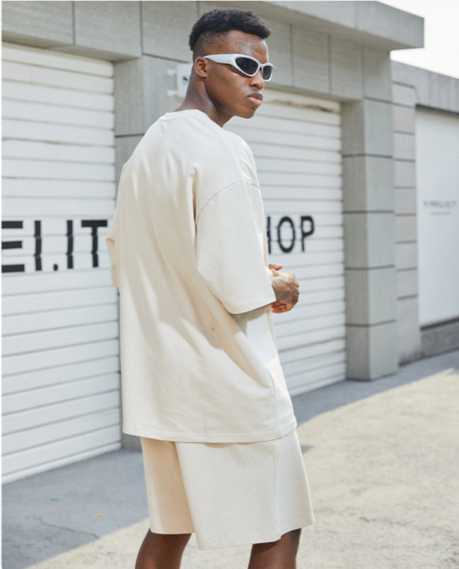 Cotton Short Sleeve T-shirt Shorts Set Casual 2-piece Set Product information: Color: khaki, Brown Top sleeve length: short sleeve Pants length: Shorts Size: S (European-size will be bigger),M (European-size will be bigger),L (European-size will be bigger