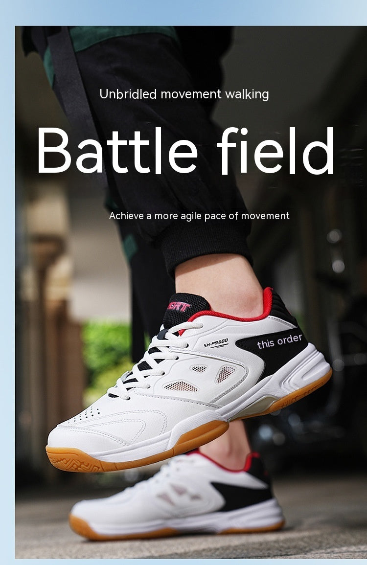 Tendon Bottom Mesh Competition Training Shoes Table Tennis Volleyball Sneaker Product information: Applicable site: plastic, ground, wild, hard ground, soil field, natural lawn, artificial grass Pattern: solid color Lining material: Mesh Applicable sports