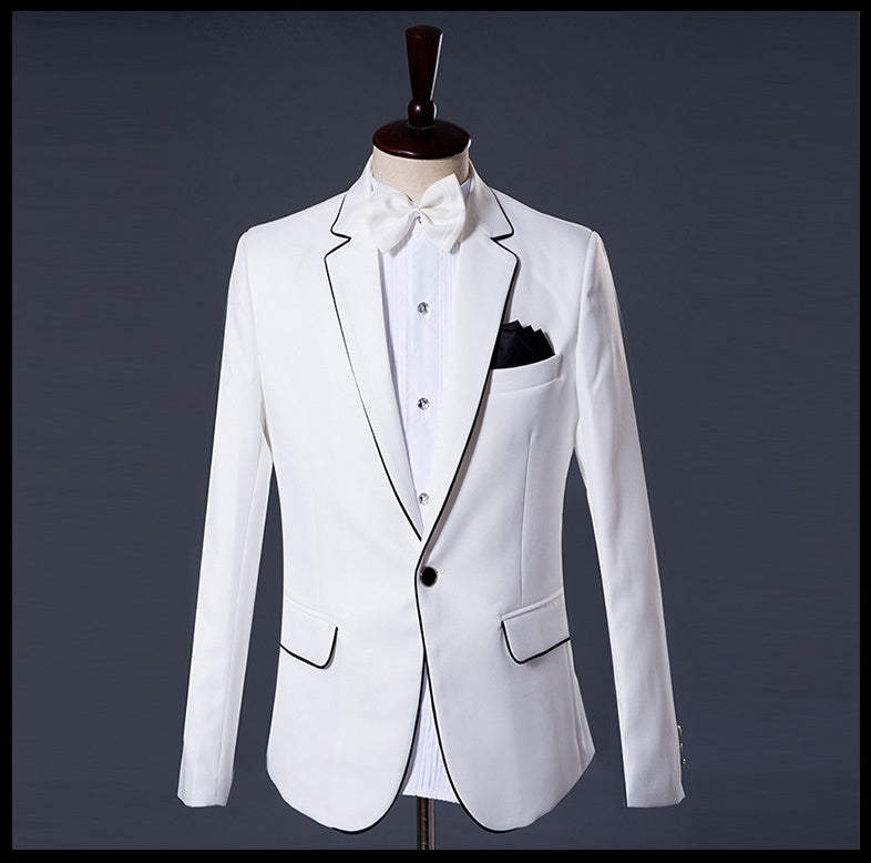 Men Three Piece Black Thin Sided Suit Product information: Material: Polyester Style: casual Features:Slim fit, single row and one buckle Colour: white Size Information: Note: 1. Asian sizes are 1 to 2 sizes smaller than European and American people. Choo