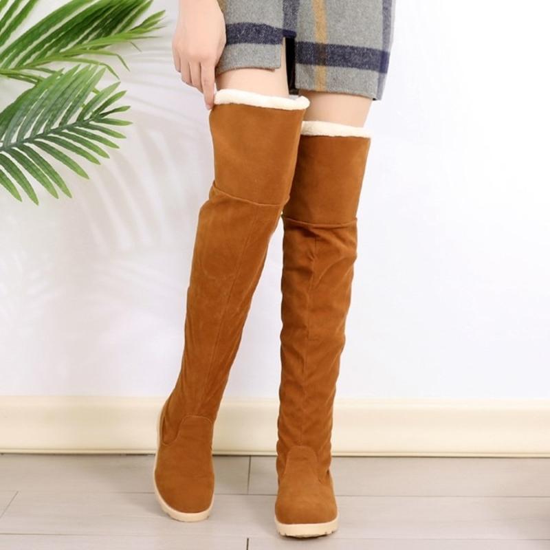 New style over knee warm fur warm snow boots Upper material: artificial Pu Sole material: Rubber Upper height: high top Toe shape: round head Heel shape: flat sole Interior material: artificial wool Heel height: flat heel Style: Leisure Pattern: solid Wea