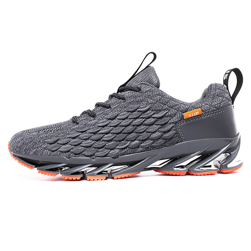 Dragon scale running shoes woven breathable Product information: Upper material; flying woven Sole material; blade Applicable exercise; general purpose Wearing style; front strap Popular element Heel shape; flat heel Inner material; no lining Opening dept