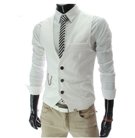 Suit vest male suit vest style: Casual Collar type: lapel Threshold: single-breasted Whether hooded: no hood Thickness: General pattern: plain Fabric Name: Cotton Blend Main fabric composition: cotton Style details: contrast Clothing pocket style: side se