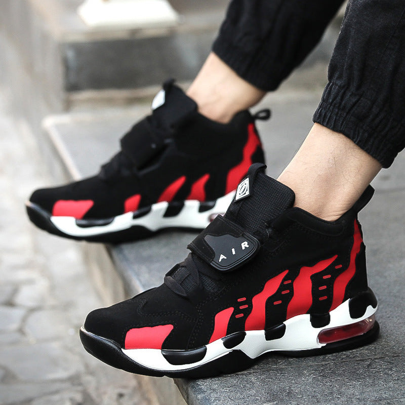 Increased male shoes cushion cow running shoes sports shoesfour classic trend of Korean men Opening depth High mouth (above 11CM), middle mouth (7-11CM) Applicable age Youth (18-40 years old) popular elements Stitching, leather stitching, color matching p