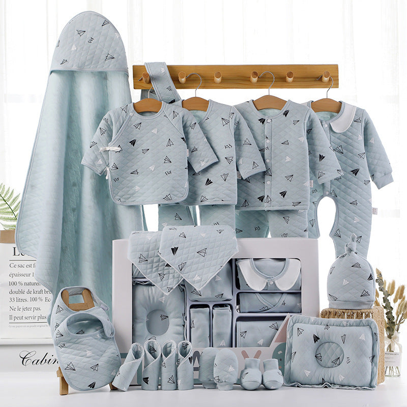 Baby cotton clothes gift box Applicable gender: neutral/male and female Gift box content: clothing + accessories / supplies Fabric technology: sanding, soft treatment Closed style: single-breasted Pattern: Cartoon Sleeve length: long sleeve Elements: suit