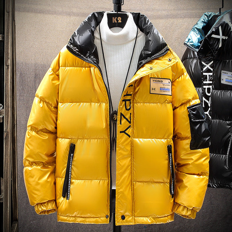 New Trendy Brand For Men's Winter Coat Down Padded Jacket Filling: Cotton Material: Cotton Material: Polyester Sleeve Style: Regular Hooded: Yes Thickness: Thick (Winter) Model Number: 606 Fabric Type: Broadcloth Closure Type: zipper Detachable Part: None