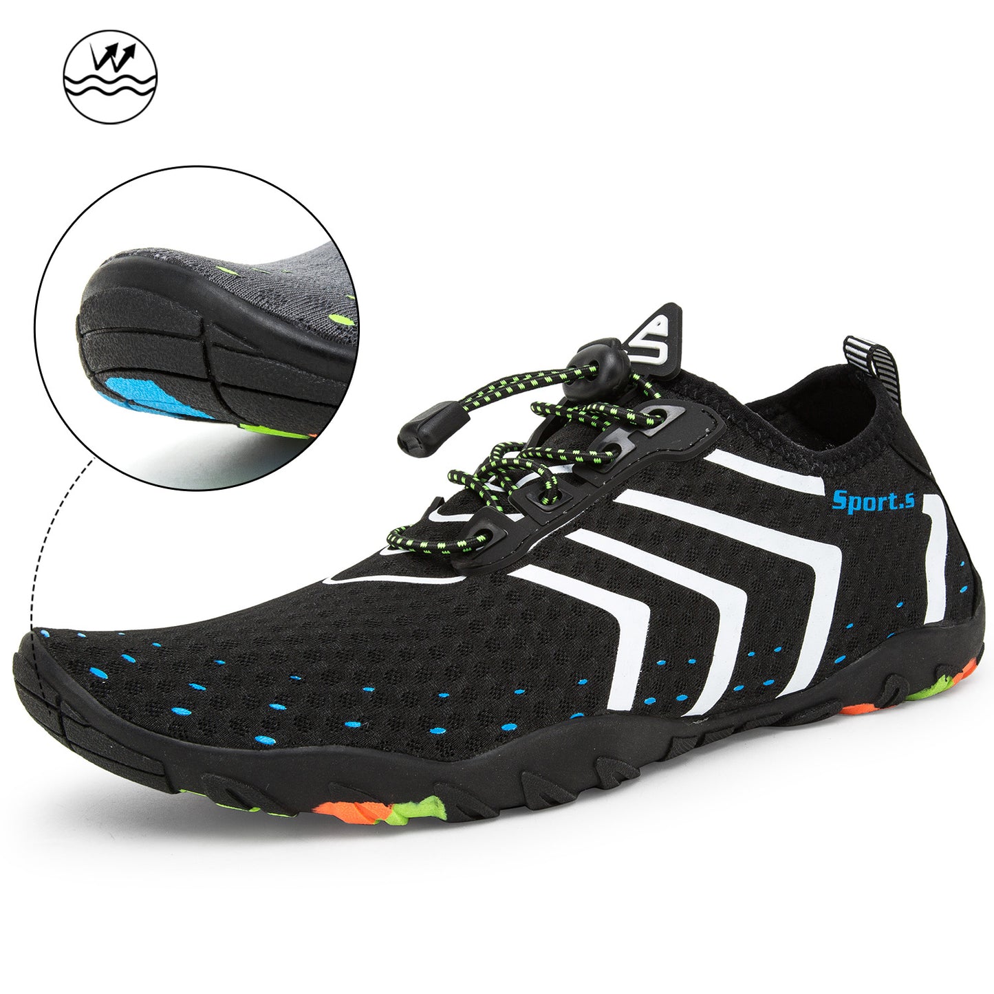 Light And Portable Beach Wading Shoes Product information: Dressing style: unlimited Function: Waterproof Thickness: single Applicable gender: male Applicable sports: Shuoxi shoes Upper height: low Color: black, purple, gray, black and white khaki Size: 3