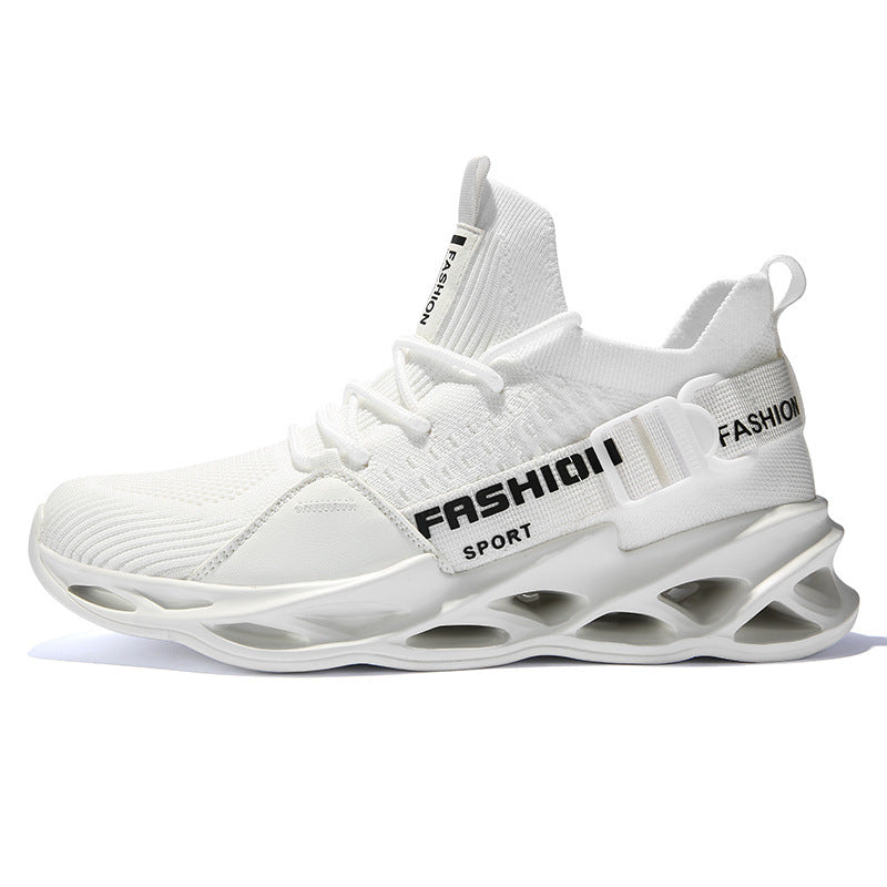 New flying woven running shoes Color: white, yellow, black green, black orange, fluorescent green Size: 39,40,41,42,43,44,45,46 Style: Sports pattern: plain Upper material: mesh Sole Material: Rubber Popular elements: color matching Heel shape: flat heel