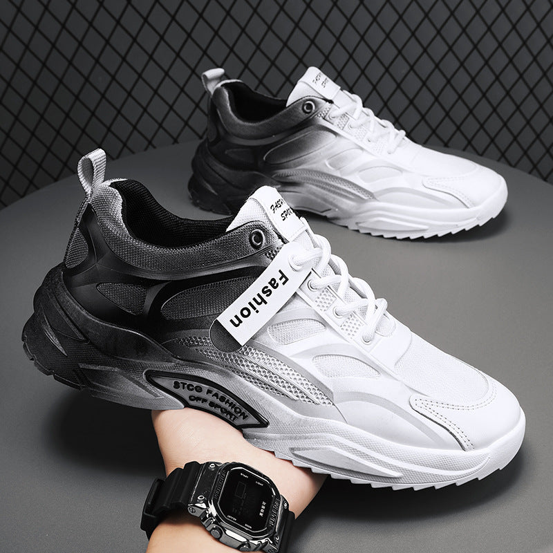 Gradient White Shoes Breathable Mesh Thin Sneaker Product information: Color: white lake blue 255, white and black 255 Size: 39, 40, 41, 42, 43, 44 Sole craft: injection moulded shoes Cutting depth: shallow mouth (less than 7cm) Sole material: rubber Toe