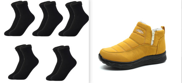 Women's Cotton-padded Shoes Thickened Warm Snow Boots Plus Size Women's Ankle Boots Product information: Pattern: Flowers Lining material: washed wool Color: T90 Black, T90 Gray, T90 coffee, T90 purple, T90 orange, T90 yellow, T90 Green, T90 Blue Upper he