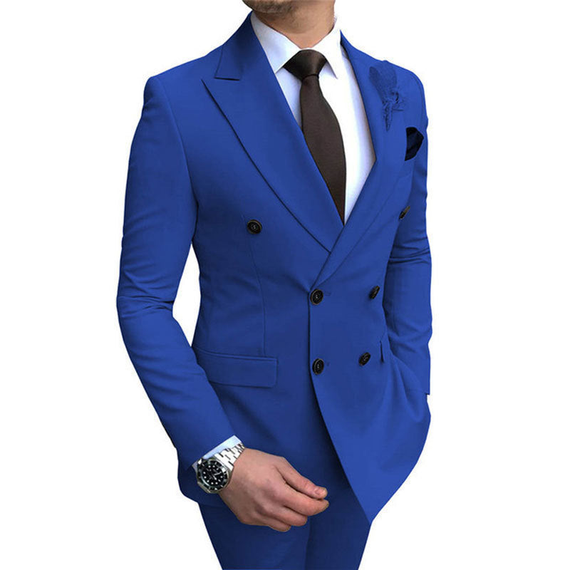 European And American Casual Suit Two-piece Set Product information: Color: red, royal blue, light blue, white, pink, navy blue, black, wine red, brown, dark purple, light purple, champagne, Rose Red, light red wine wine red, caramel, dark green, mint gre