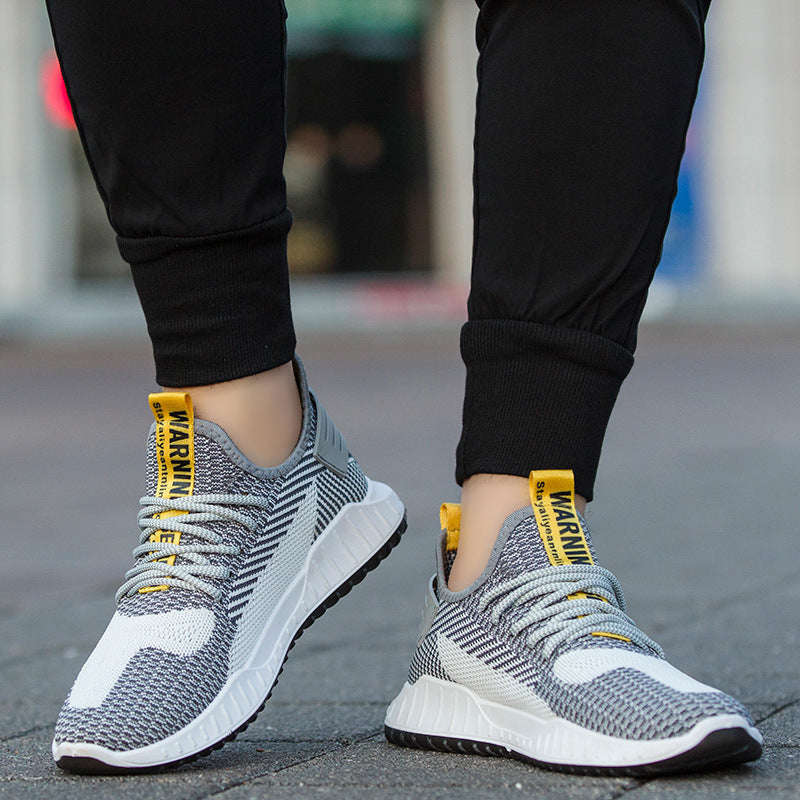 New Style Men's Shoes Casual Shoes Breathable Flying Woven Running Shoes Product information Applicable gender: male Upper material: flying weave Sole Material: Rubber Wearing style: front tie Heel shape: flat heel Toe shape: round toe Sole process: injec