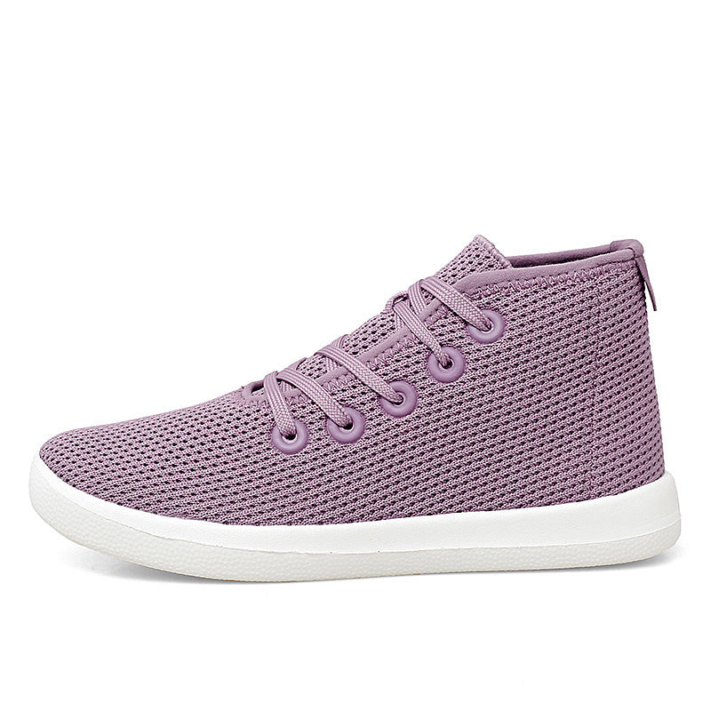 Casual Fly Woven Breathable Middle Cut A Shoes Women Specifiation : Style: Japanese Popular elements: Hollow Toe shape: Round head Upper Material: Mesh Applicable gender: Female Heel height: Low heel (1-3CM) pattern: Plain Suitable season:Summer, winter,