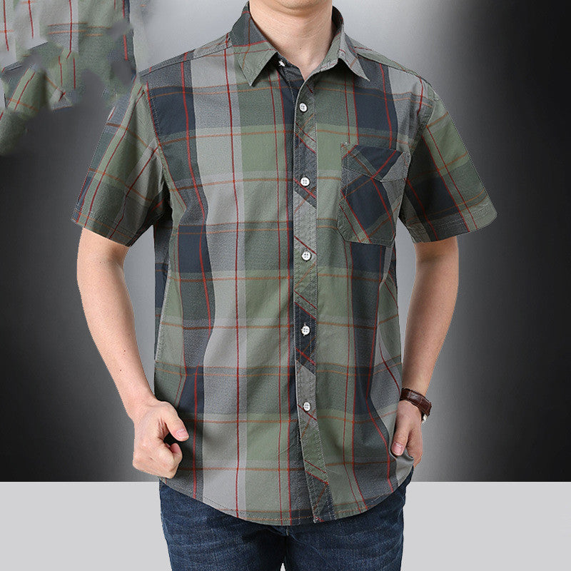 Short-sleeved Shirt Youth Casual Men's Shirt Product information: Pattern: Plaid Color: dark blue, Army Green, khaki, Army Green 5009, khaki 5009, dark blue 5009, Army Green 817 Wei, gray 817 Wei, blue 817 Wei, blue 828 Wei, gray 828 Wei, army Green 819 W