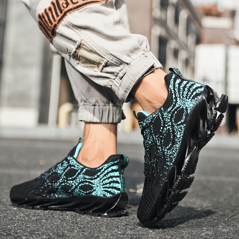 Air-increasing Flying Woven Mesh Shoes, Knife Edge Sports Shoes Product information: Function: Breathable Upper material: fabric Sole Material: Rubber Opening depth: shallow mouth (below 7cm) Upper height: low Toe shape: round toe Heel height: low heel (1