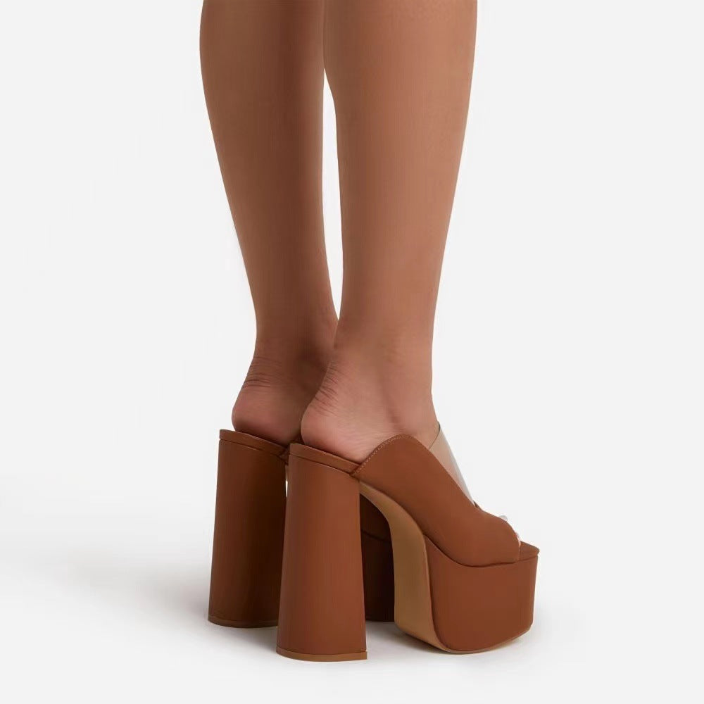 Solid Color Thick Heel Sandal Female Overview: Unique design, stylish and beautiful. Good material, comfortable feet. A variety of colors, any choice. Specification: Color: pink, gold, orange, light brown Size: 36,37,38,39,40,41,42,43 Upper material: arti