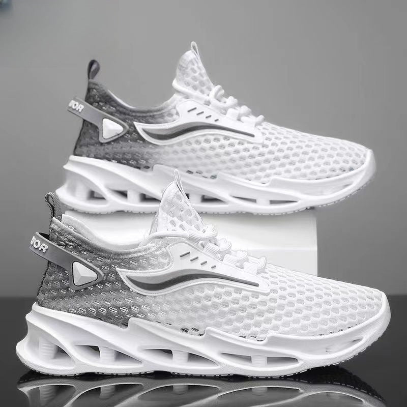 Men's Lace-up Sneakers Mesh Sports Shoes Fashion Hollow-sole Low Top Running Shoes Overview: Unique design, stylish and beautiful. Good material, comfortable wear. A variety of colors, any choice. Product information: Function:Breathable Upper Material: M