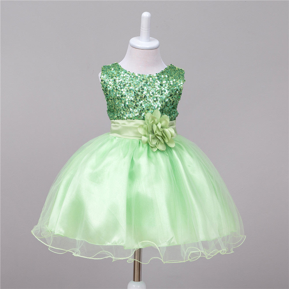 Baby Sequin Dress Flower Girl Wedding Princess Dress Product information: Material: Polyester F iber (Polyester) Style: P rincess Features: Dresses Colour: White,Pink , Blue, Green, Red, Gray,Dark Blue, Chanpagne,Rose Red, Purple Size Information: Size: S