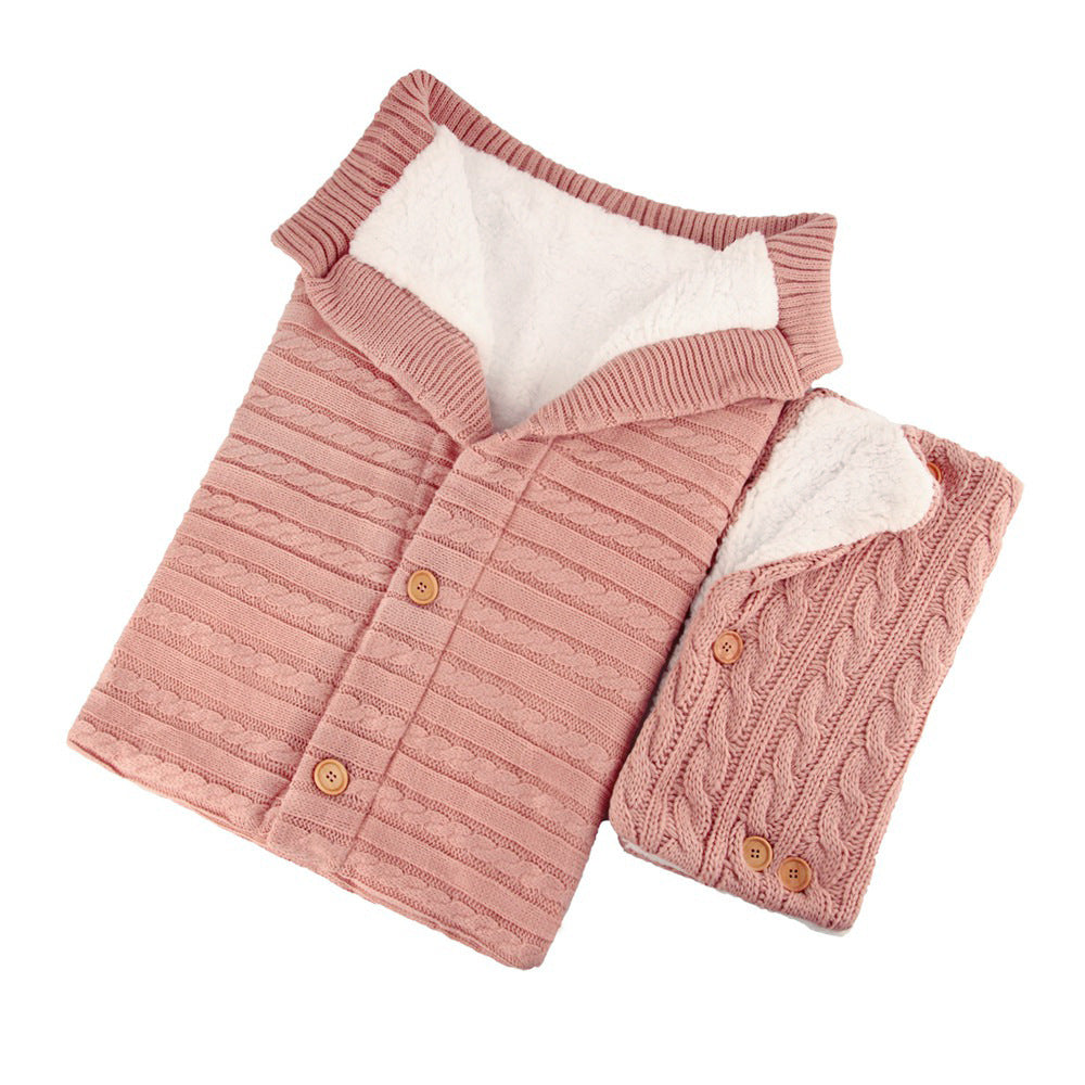 Baby sleeping bag Material: Acrylic + lamb wool The buttons can be opened Due to the different light angle and display, it may cause color difference between the actual product and the picture, please understand. 1. Please allow slight 1-3cm difference du