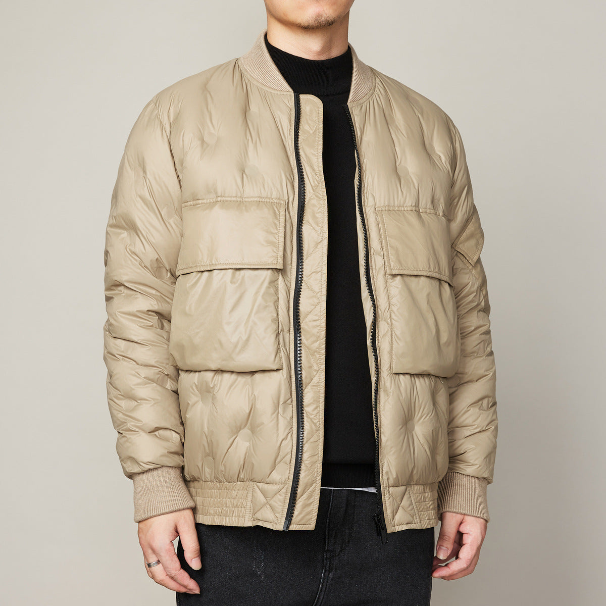 Winter New Baseball Collar Light Down Jacket Men Product Information : Filling: gray duck down Cashmere content: 86%~90% Style: basic Edition type: fit type Length: Ordinary style (50cm<length≤65cm) Collar type: stand-up collar Whether hooded: not hooded