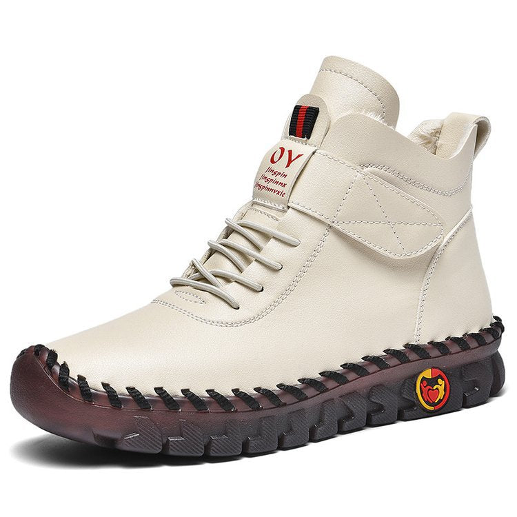 Women Snow Boots Winter Warm Lace Up Plush Ankle Boots With Sewing Thread Design New Waterproof Non-slip Platform Cozy Shoes Product information: Toe shape: round toe Popular elements: waterproof platform Applicable gender: Female Upper material: artifici