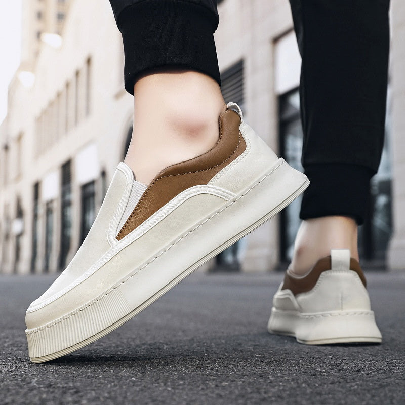 Tide Brand Small White Shoes Men Low Stirrups Product Information: Function: Hardwearing Closure: One stirrup Pattern: solid colour Heel height: medium heel (3-5cm) Toe style: round toe Upper lining material: microfiber Size Information: Size: 39 40 41 42