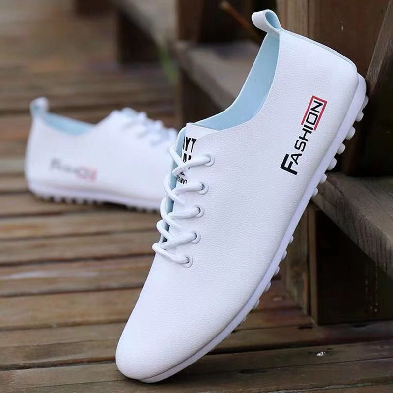 Peas Shoes, New White Shoes, Trendy Leather Shoes, British Style Casual Shoes Product Information: Opening depth: shallow mouth (below 7cm) pattern: plain Upper material: artificial leather Toe shape: round toe Heel height: flat heel Function: breathable,