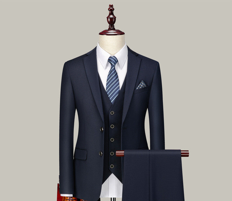 Men's Three-piece Suits For Groomsmen Product information: Collar type: suit collar Placket: Two buttons in a single row Fabric name: chemical fiber blended Main fabric ingredient content: 70 (%) Main fabric composition: acetate fiber Lining ingredients;