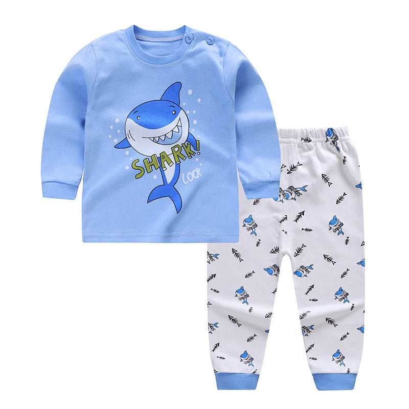 Baby clothes for boys and girls Product Name: Children's underwear set Product ingredients: pure cotton Product size: 73-120 Adaptation season: Four Seasons Applicable: 1-5 years old Product features: soft and skin friendly Manual measurement, size error